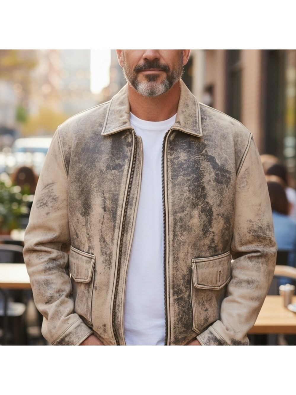 Unbranded Mens A-2 type flight jacke Vintage Distressed Leather Jacket  Large